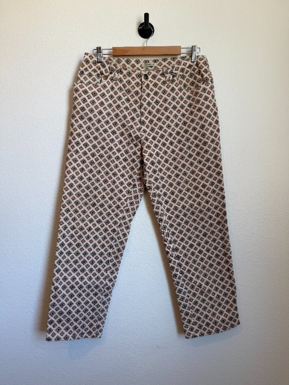 Vintage Boho Western Geometric Jeans Cream Tribal Print Southwestern Petite 14P - Picture 2 of 9